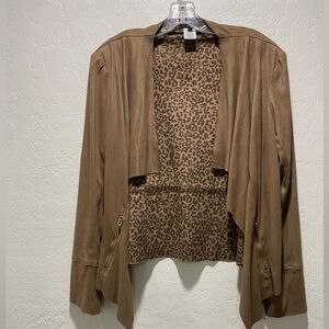 Vex Collection Woman Brown Open Front Jacket. 100% polyester size 42